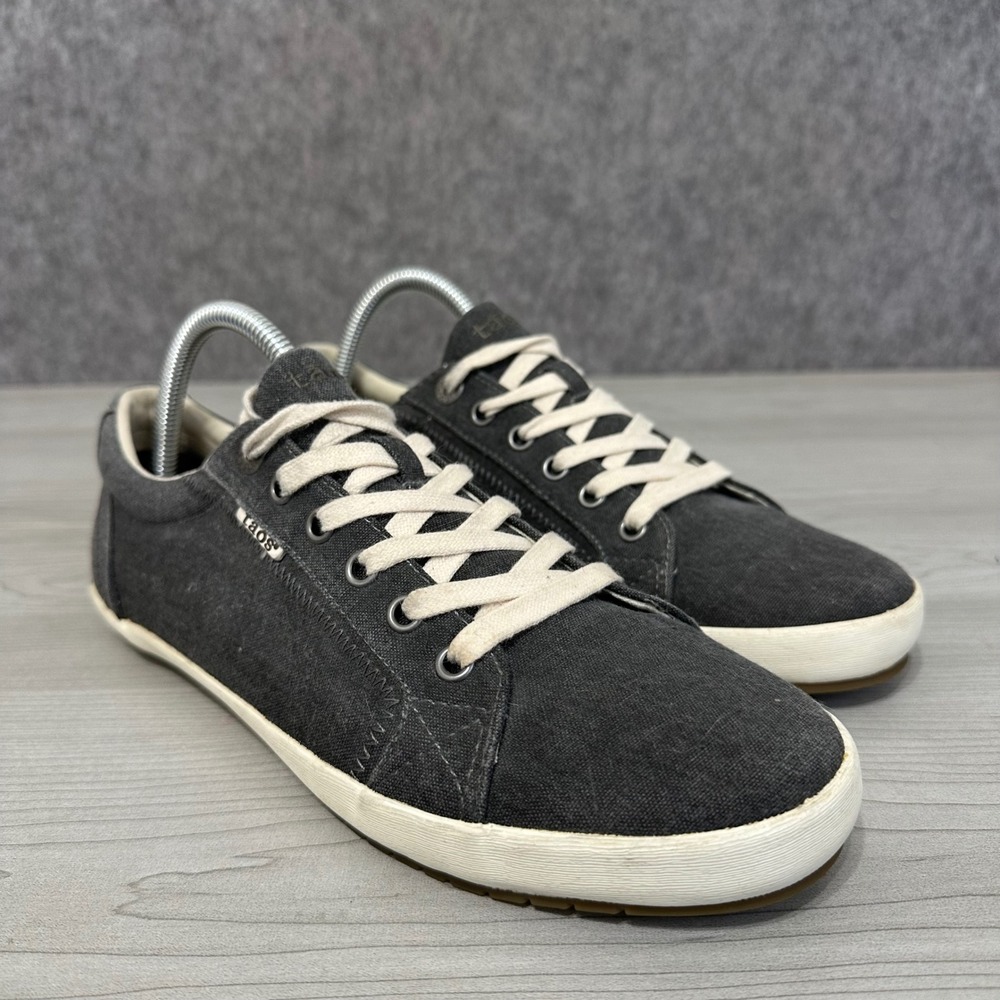 Taos Star Sneakers Womens 10 Charcoal Washed Canvas Lace Upβ Comfort Shoes